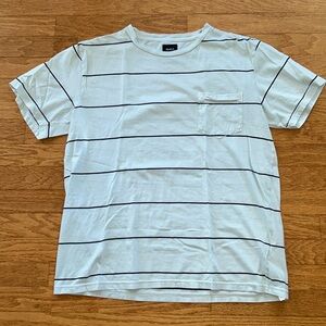 RVCA SLIM FIT STRIPE POCKET SHORT SLEEVE TEE T SHIRT MENS LARGE LIGHT TEAL